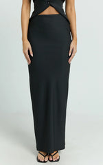 Romeo Maxi Skirt - Low Waist Bias Cut Maxi Skirt in Black