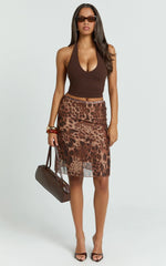 Rhena Midi Skirt - Knee Lenght Slip Skirt in Multi