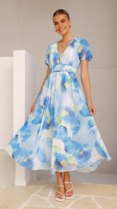 Amberose Maxi Dress - Blue/Green
