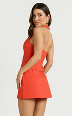 Kai Skort - Mid Waisted Cross Over Skort in Orange