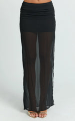 Ricki Maxi Skirt - Low Waist Fit And Flare Skirt in Black