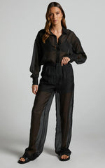 Garrick Pant - High Waisted Semi Sheet Pant in Black