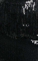 Paris Mini Skirt - Sequin Fringe High Waisted Skirt in Black
