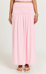 Nancy Maxi Skirt - Gathered Waist Skirt in Pink