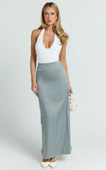 Nina Maxi Skirt - Mid Waist Pencil Skirt in Grey