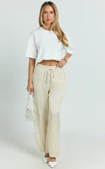Jinky Pants - Satin Drawstring Pants in Off White