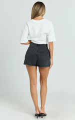 Harriet Skort - Mid Waisted Recycled Denim Skort in Black