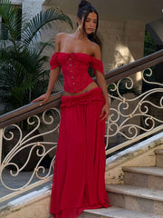 Lubela-Maxi-Skirt-Red
