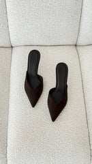 Karey Heel - Dark Cacao Suede