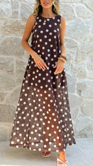 Amryn Maxi Dress - Choc/White Polka Dot