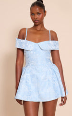 Blush Jacquard Bardot Shift Dress
