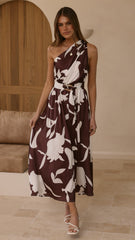 Hadas Maxi Dress - Chocolate/White Print