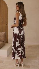 Hadas Maxi Dress - Chocolate/White Print