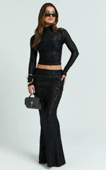 Kathleen Top - Turtle Neck Long Sleeve Jersey Top in Black