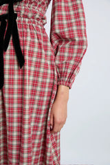 dakota bow midi dress - tartan