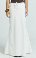 Jonah Maxi Skirt - Mid Waisted Linen Blend Maxi Skirt in Off White