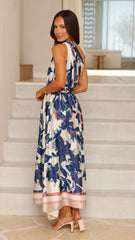Hadas Maxi Dress - Blue/White Print