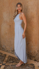Genevieve Boat Neck Maxi Dress - Blue