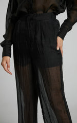 Garrick Pant - High Waisted Semi Sheet Pant in Black