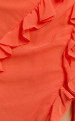 Palmer Maxi Dress - Ruffle Strap High Split Dress in Orange