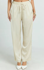 Jinky Pants - Satin Drawstring Pants in Off White