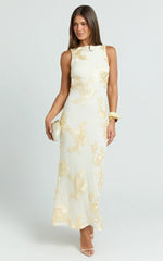 Freya Maxi Dress - Boat Neck Backless Dress in Yellow