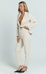 Hermie Pants - High Waisted Cropped Tailored Pants in Putty
