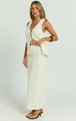Mercedes Maxi Skirt - Crochet Tie Waist Skirt in Cream