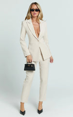 Hermie Pants - High Waisted Cropped Tailored Pants in Putty