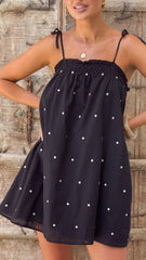 Sloane Mini Dress - Black Polka